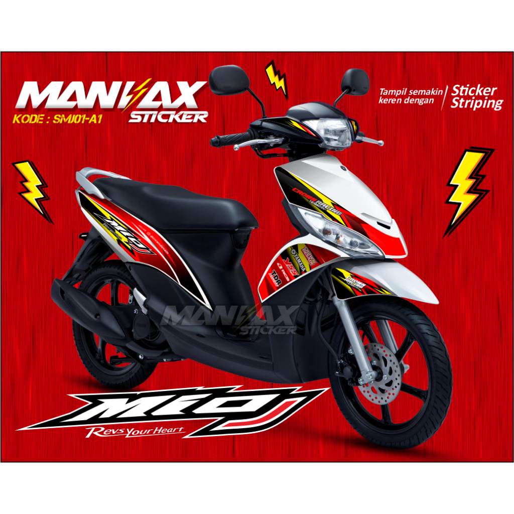 STRIPING MOTOR MIO J TAHUN 2012 2013 VARIASI // STRICKER  SEMIFULL MIO J VARIASI MOTIF SIMPLE // KOD