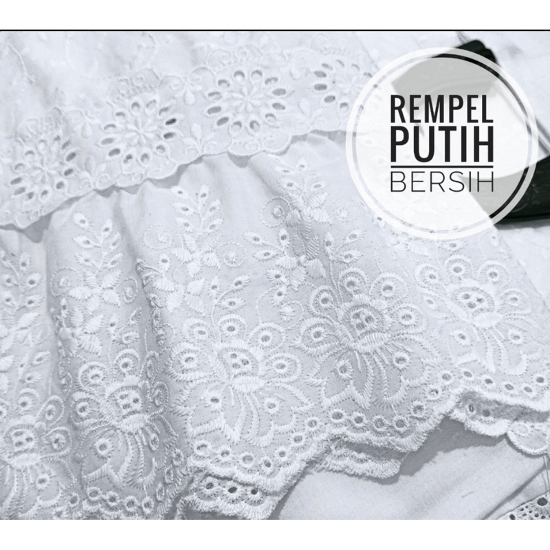 Mukena dewasa rempel putih katun paris full bordir