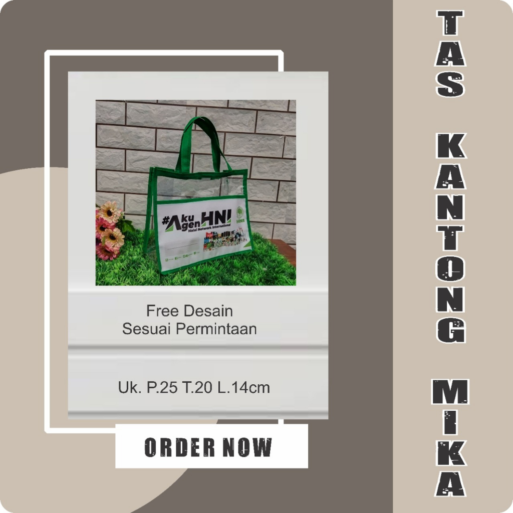 TAS KANTONG FULL MIKA/SOUVENIR TAS BELANJA KANTONG MIKA HNI
