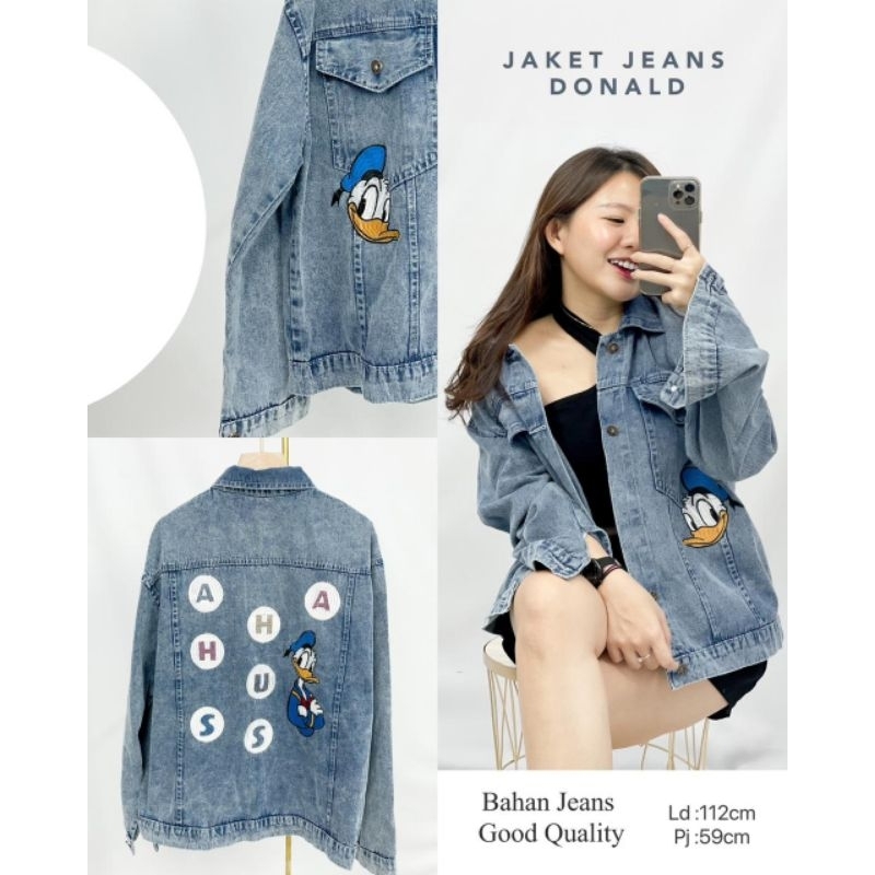 MDLV ~ Jaket Jeans Lengan Panjang Wanita Motif Girl and Disney Good Quality