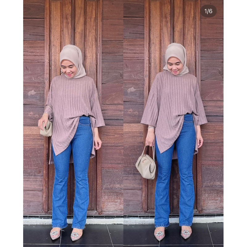 atasan oversize kaos knit kaos jumbo atasan wanita jumbo