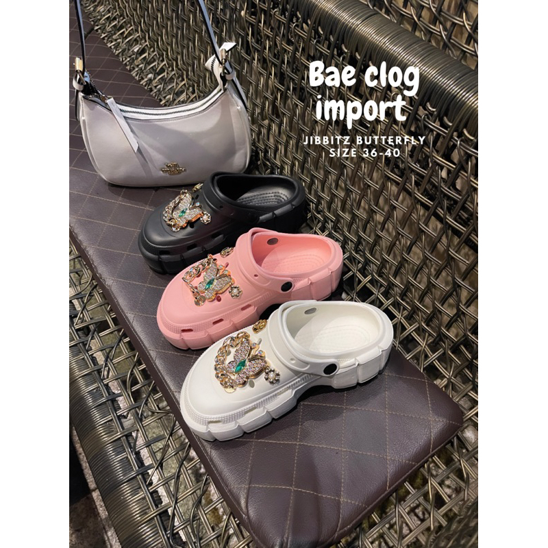 GJAZ BAE CLOG FLATFOM WANITA TINGGI 6 CM IMPORT JIBBIT BUTTERFLY