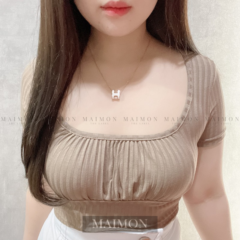 Baju Crop Top Kerut Dada | Atasan Wanita Korean Fashion | Maimon Grosir