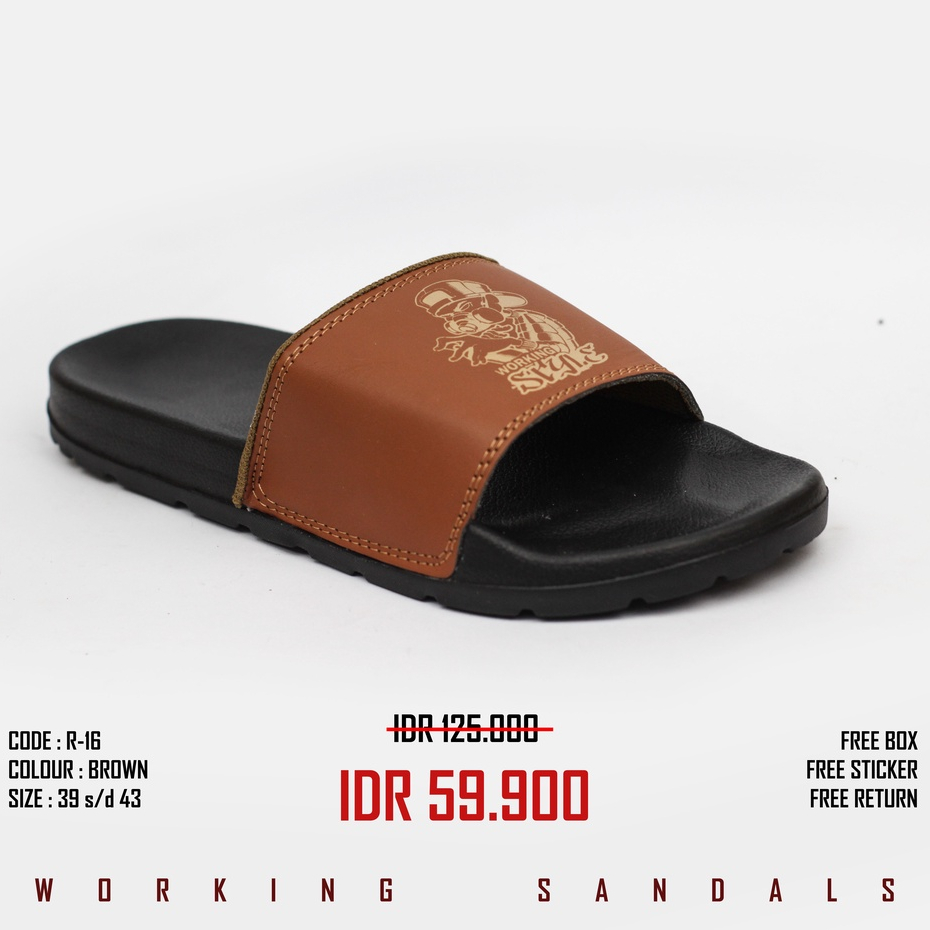 Sandal Slop Pria Working R-16 Ukuran 39 Sampai 43 Slip On Original