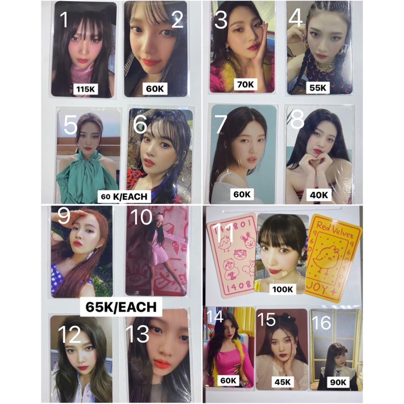 RED VELVET IRENE SEULGI WENDY JOY YERI PHOTOCARD FINALE KIHNO FEEL MY RHYTM BIRTHDAY BENE KTPWN YZY 