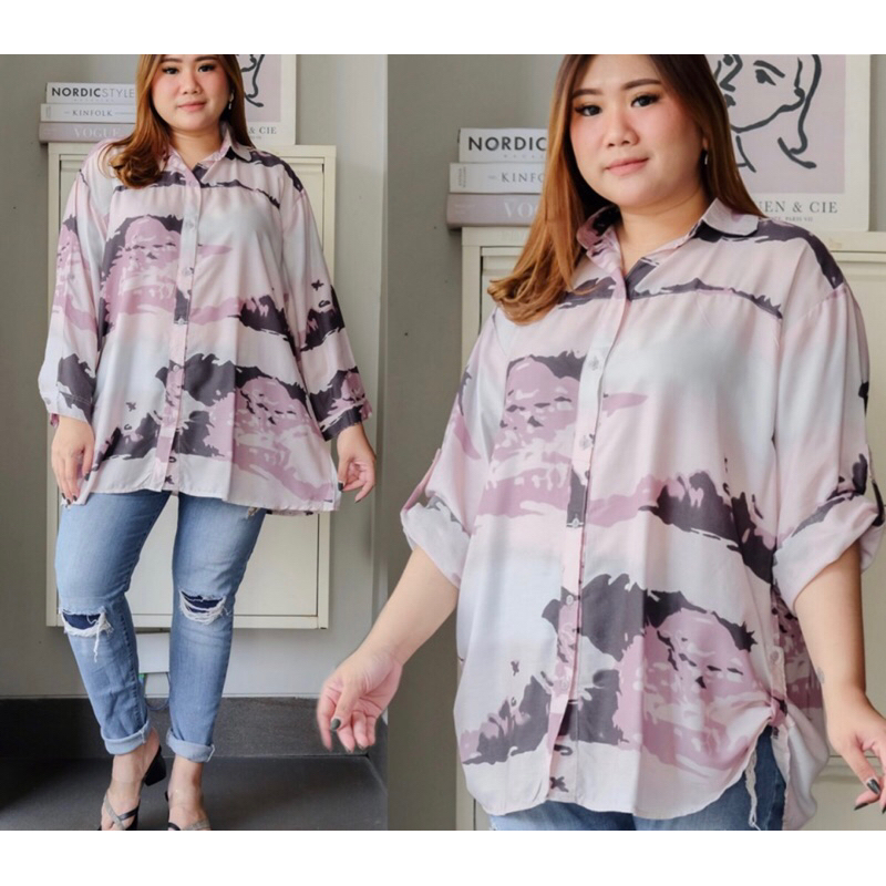 Kemeja Wanita LD 130 cm / Kemeja Jumbo Wanita / Kemeja Jumbo Motif