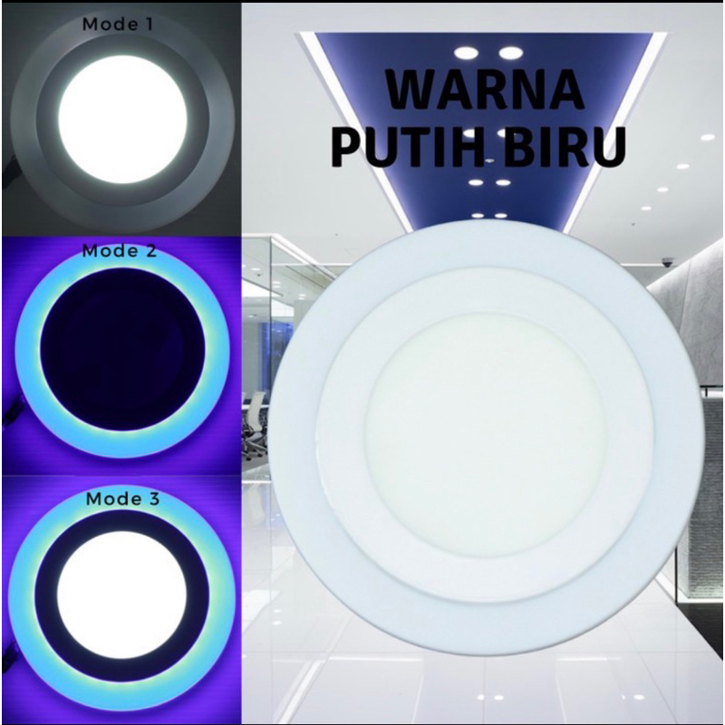 Lampu Downlight 2 Warna LED 18W + 6W Putih list Kuning 24W Ib Hias Plafon rumah kamar dekorasi 18 4 Watt 24 Watt