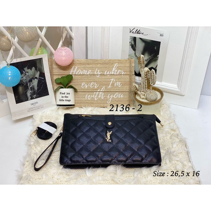 Clutch 3 Ruang Wanita 2136L Caviar Premium