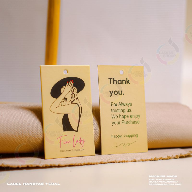 

Label hangtag, tag bagu, label gantungan, label merek baju/hijab, hangtag premium