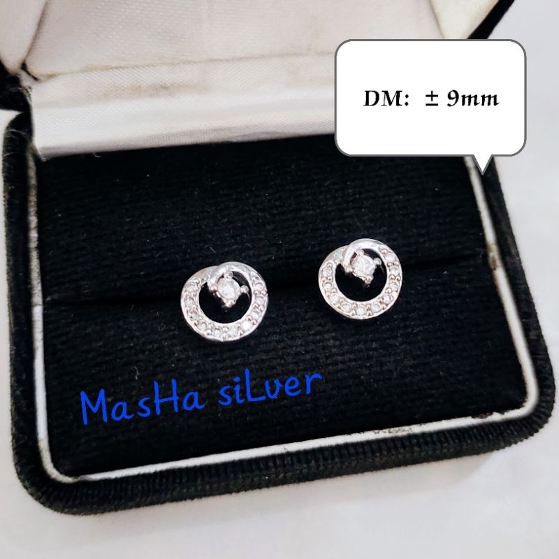 ANTING TUSUK/GIWANG PERAK ANEKA MODEL ASLI SILVER 925 LAPIS MAS PUTIH_ANTING TUSUK BULAT