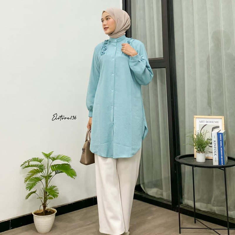 Tunik Polos Wanita Sofia Tunik Busui Friendly Lengan Panjang Bahan Crinkle Airflow Premium OOTD Remaja Dewasa Kekinian Atasan Muslimah Terbaru