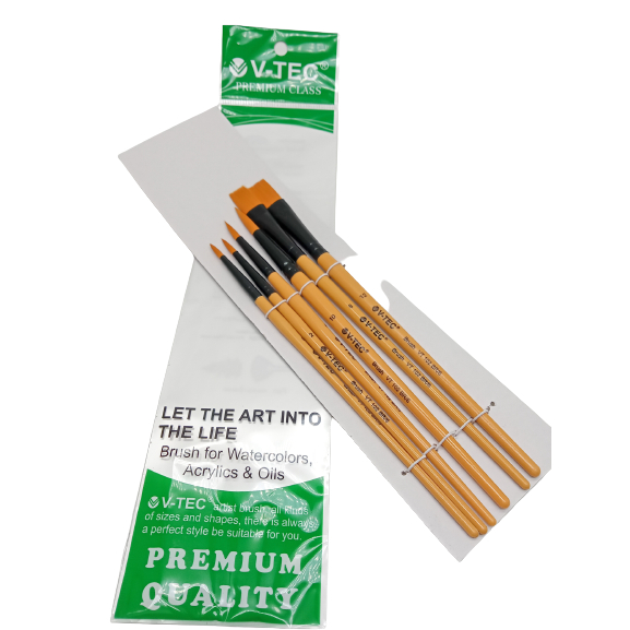 

V-TEC ART BRUSH VT-102BR/6 / KUAS LUKIS SET 6 / V-TEC ARTIST BRUSH 102BR
