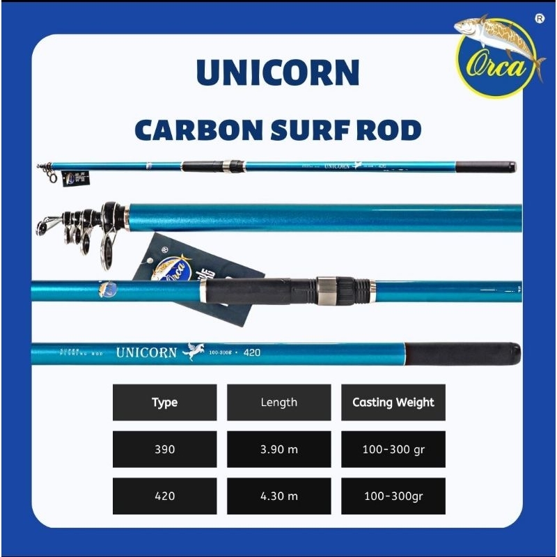 JORAN PANCING SURF LAUT ORCA UNICORN 390 420 CW 100-300 CARBON KAKU DAN RINGAN