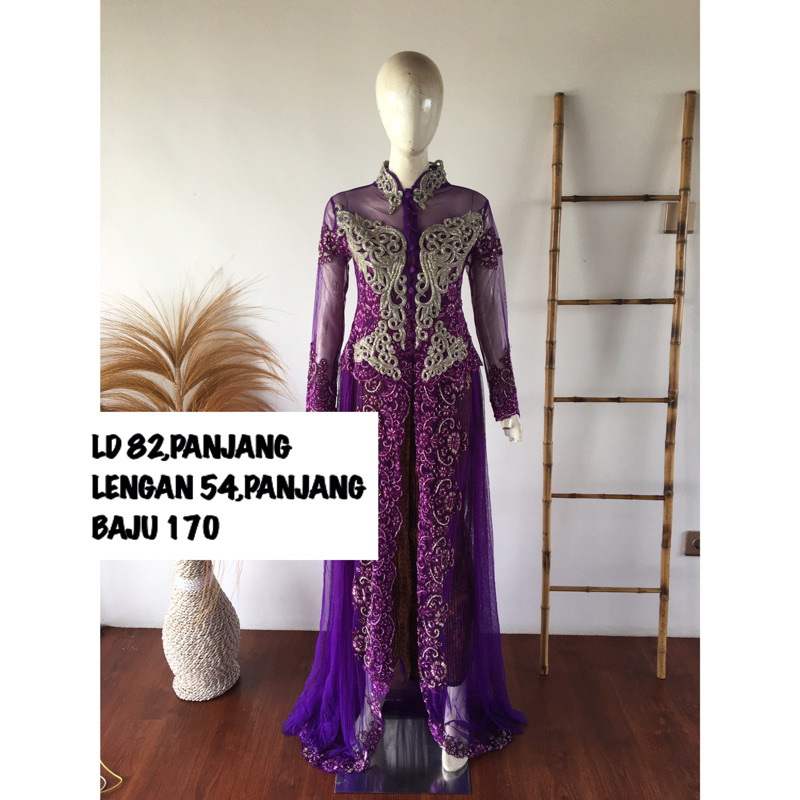 kebaya ungu tua payet silver