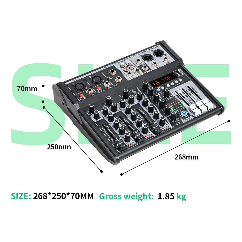 Mixer Audio Profesional  PG4S 16DSP bawaan 4/6 saluran mendukung pemutaran Bluetooth/USB/MP3/PC Peralatan rekaman Koleksi instrumen keluarga bernyanyi dj menggunakan