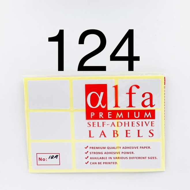 

STICKER LABEL ALFA 124 / Stiker Sticker Label Nama Undangan Harga Alfa No 124 / 40 mm x 57 mm