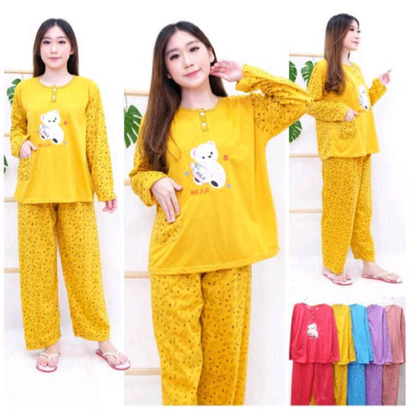Set PP Baju Tidur Kaos Lengan Panjang Celana Panjang Jumbo Babydoll Kaos Wanita Jumbo