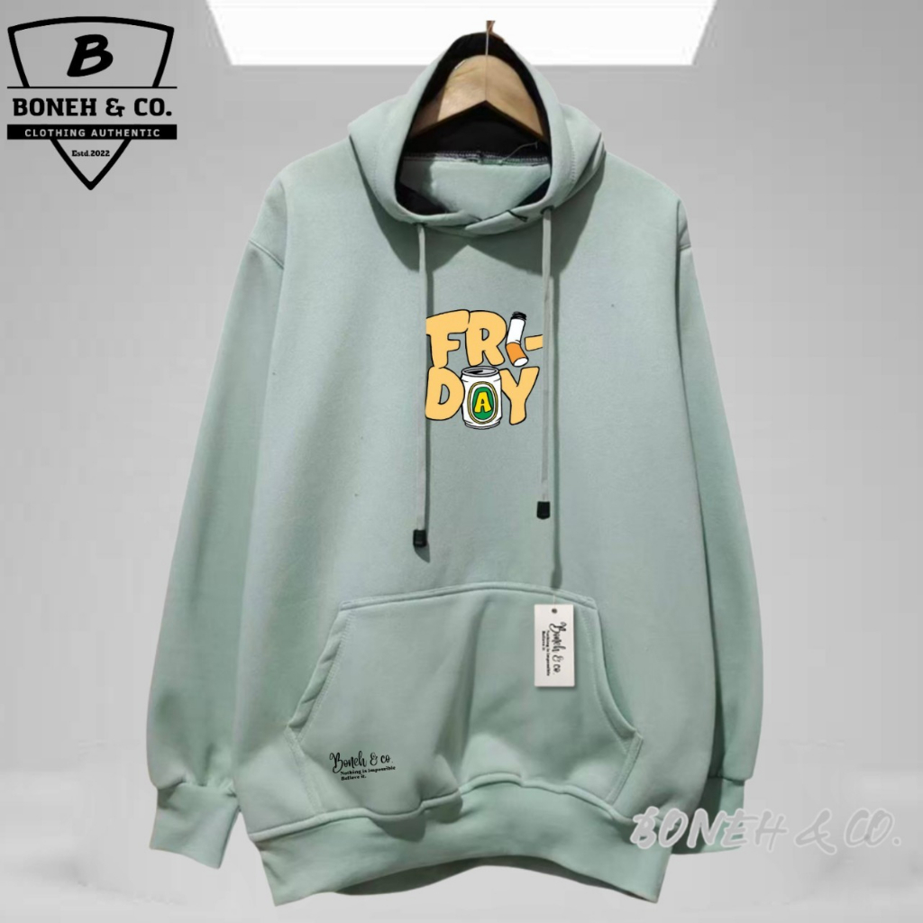 Sweater Hoodie Pria Wanita Warna Hijau Mint Bahan Katun Tebal Lembut Friday Tidak Berbulu Terlaris Hoodie cowok Kasual Premium Aesrhetic Casual Simpel