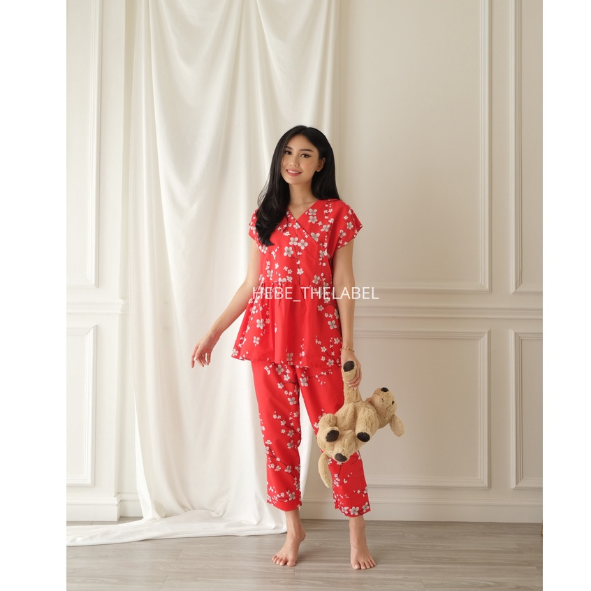 Peplum Pajamas Set - Atasan Celana Baju Tidur Setelan Wanita