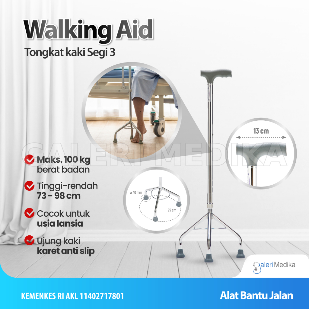 Tongkat Kaki 3 Alat Bantu Jalan / Tongkat Jalan Kaki 3 / Tongkat Jalan Lansia