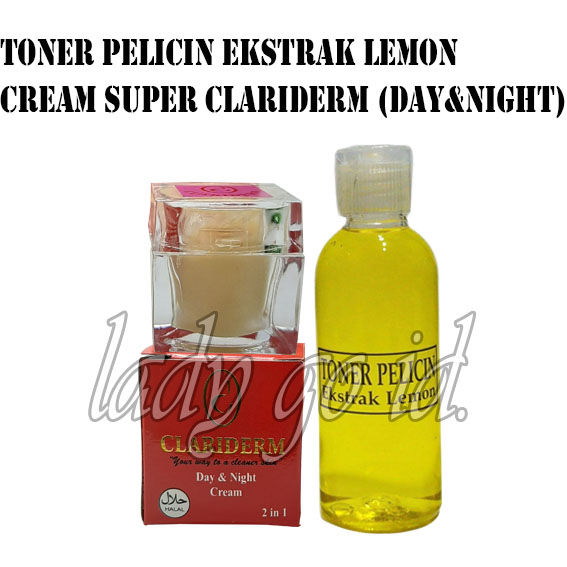 1pcs Cream Clariderm 2in1 Day n' Nigh PLUS Toner Pelicin Wajah Ekstrak Lemon 60ML