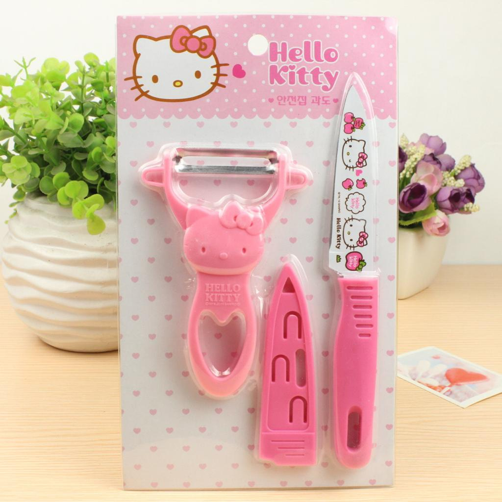 Set Pisau dan Pisau Kupas Buah Knife Fruit Knife Hello Kitty