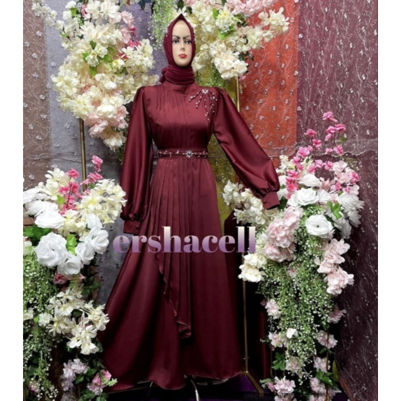 gaun pesta bahan maxmara silk gaun Ega dres kondangan
