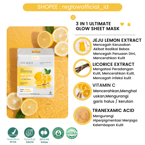 Masker Reglow Sheet Mask Skincare dr Sindy Original Official Store