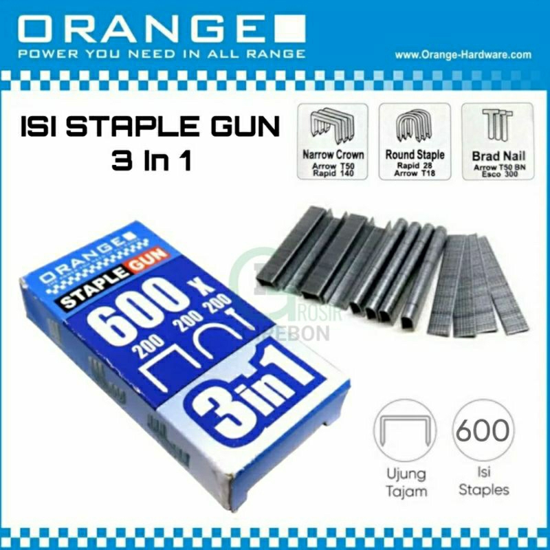 ORANGE Isi Staples Gun 3 in 1 Refill Isi Staples Gun Tembak Hekter  3 in 1