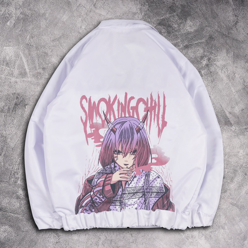 [N01040] Jaket Vintage Distro Motif // SMOKING CHILL