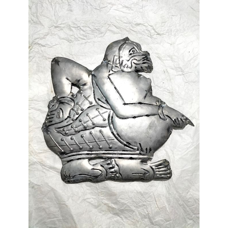Ornamen pagar besi tempa aksesoris wayang semar dua sisi muka 40x40cm