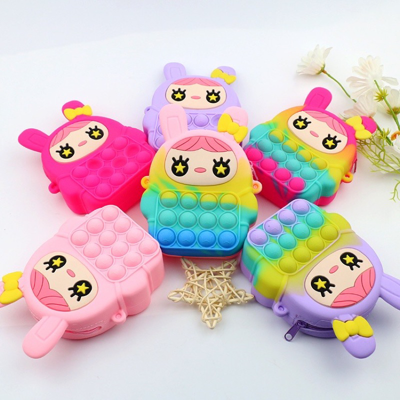 Pop It Sling Bag Tas Selempang Jelly Anak / Pop it Tas Popite Baru Fidget Toys Unzip Toys Messenger 