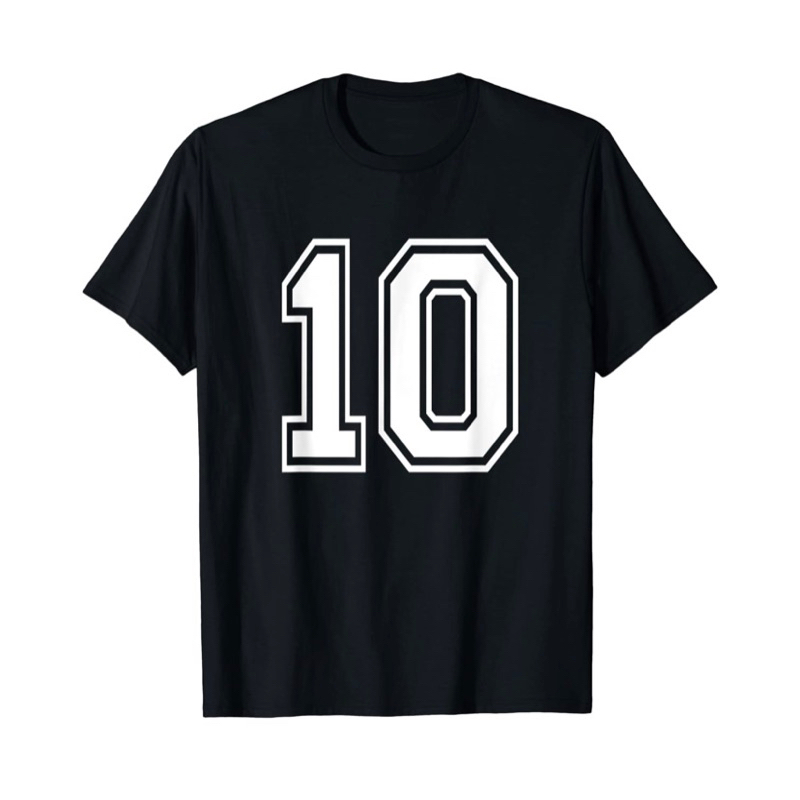 Baju Atasan Anak Number 10 T-Shirt Birthday Varsity Sports Team Jersey Baju anak perempuan import Ba