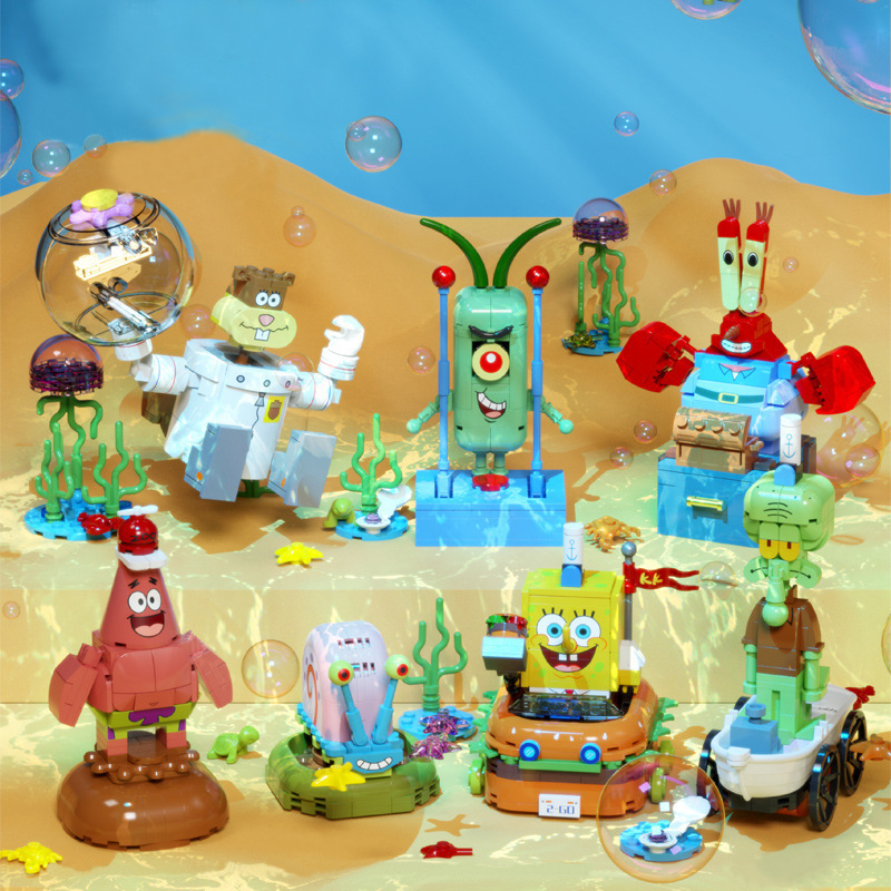 Mainan Balok SpongeBob SquarePants Edukasi Karakter Kartun Mainan Balok DIY 3D Puzzle Brick Mini