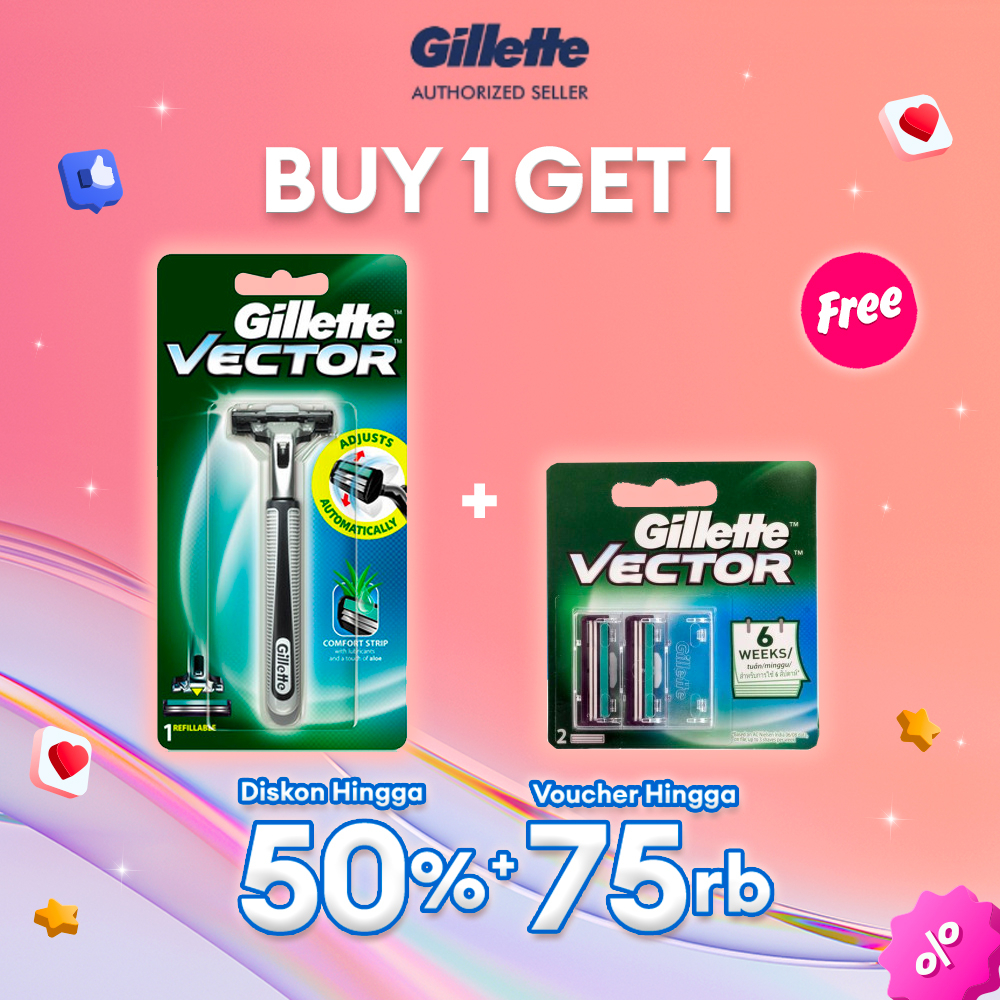 Gillette Pencukur Vector Razor + 2 Isi Ulang Pisau Cukur