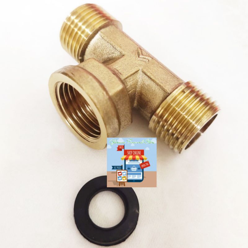 NEPEL TEE T DRAT LUAR DALAM KUNINGAN BRASS SOLID