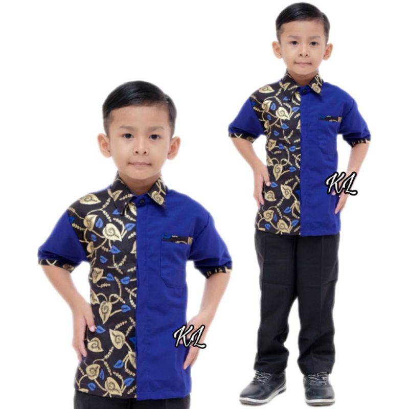 Kemeja Kombinasi Batik Anak Size M, L, XL