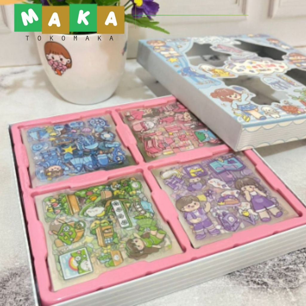 

paket sticker senmu versi 5 isi 100 lembar stiker anti air sticker vinyl sticker transparant bening tempelan mini perlengkapan DIY journaling hadiah sticker