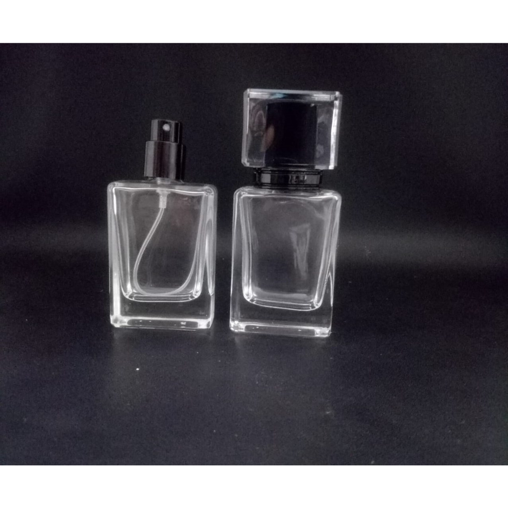 Botol Parfum V32646 30 ml semi press hitam cap crystal kotak VCC103A Cartonan @162