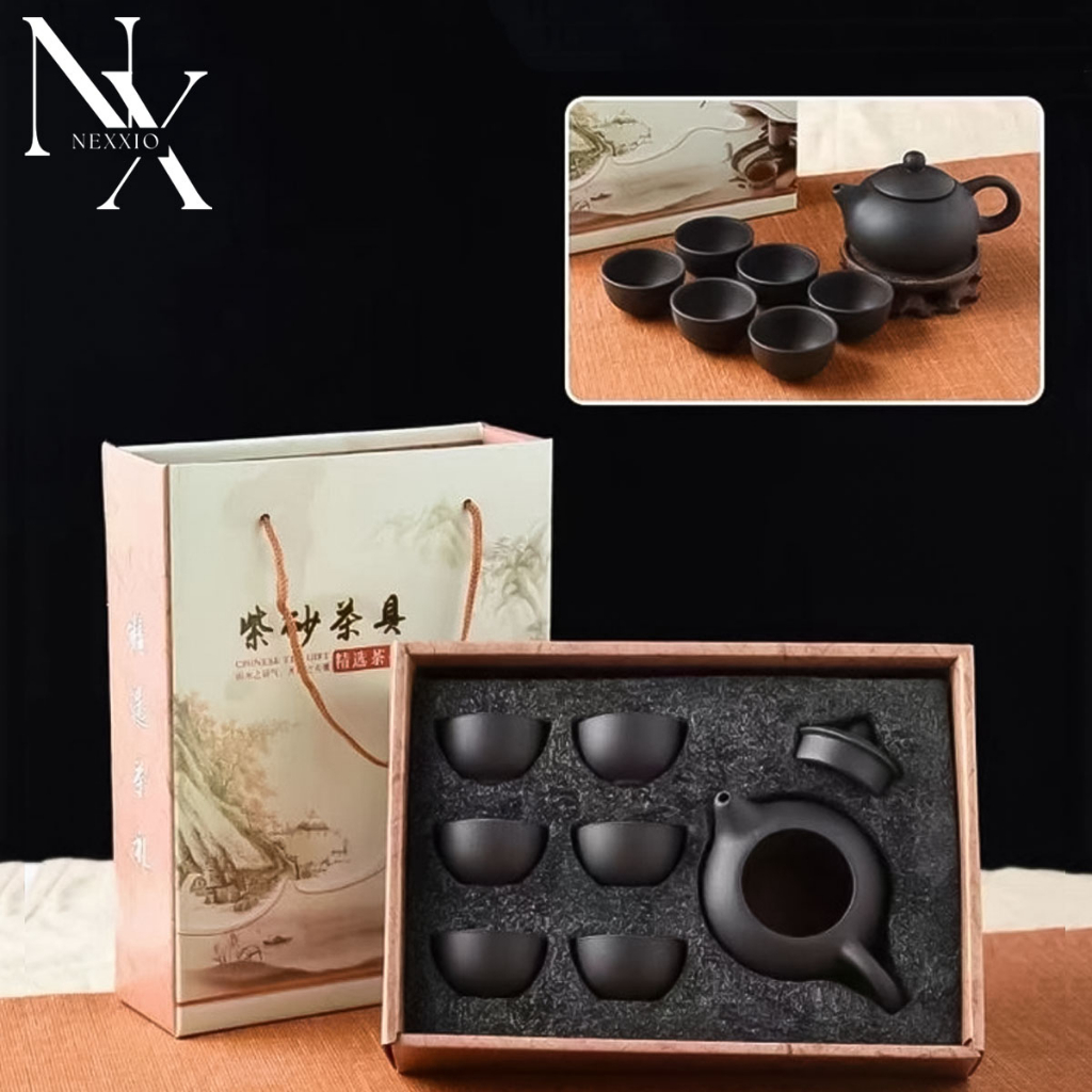 NEXXIO CHINESE TEAPOT SET CERAMIC 6CUP CANGKIR SET TEH CHINA TRAVEL SET TEKO CANGKIR TEH SET