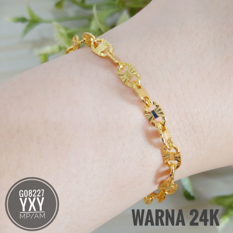 Gelang Yaxiya rantai Pecah Kopi Bunga 24k G08227