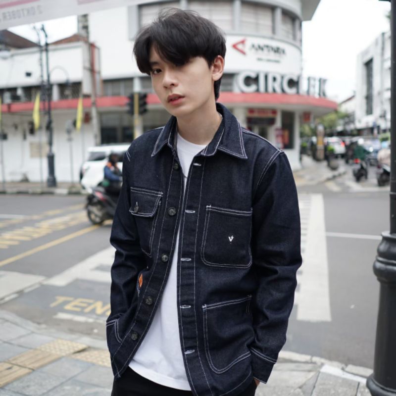 Wolv Streetwear Trucker Denim Navy