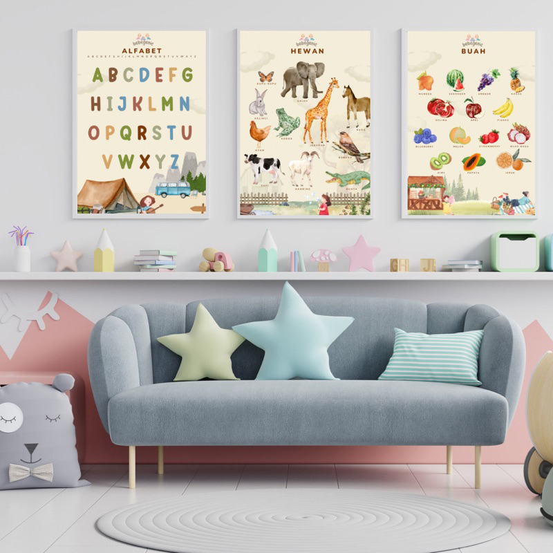 BEBEGENIC - Poster Edukasi Anak / Poster Belajar & Mainan Anak / Poster Edukasi Aesthetic