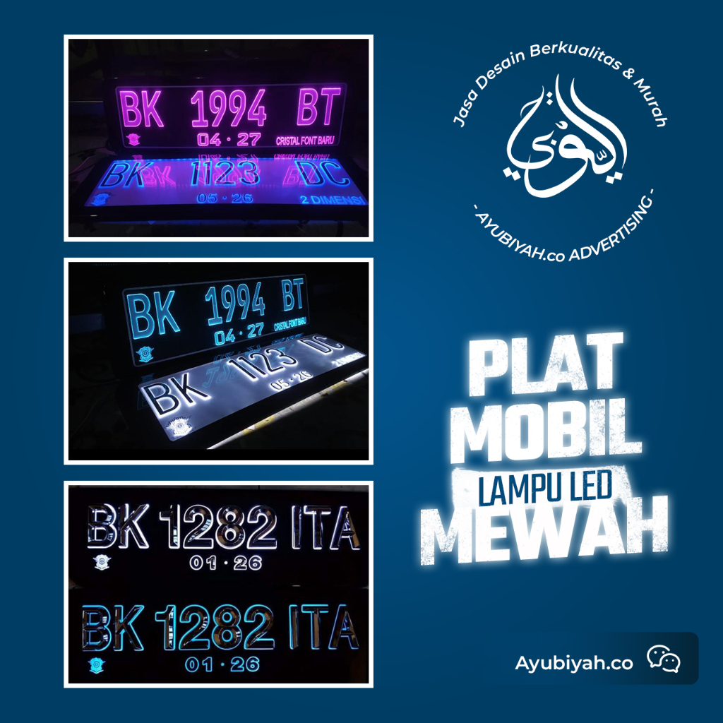 Mobil Mewah LED / Berlampu /Plat Mobil Akrilik LED / PLAT GRAFIR LED