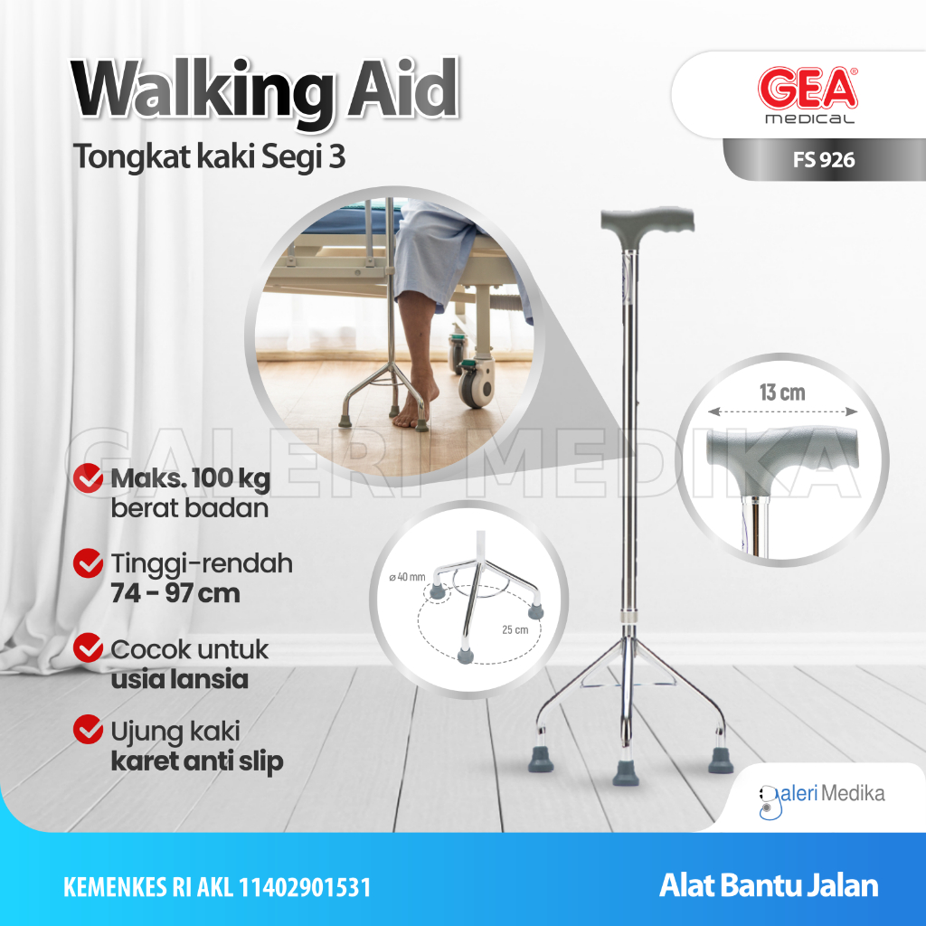 Tongkat Kaki 3 Alat Bantu Jalan / Tongkat Jalan Kaki 3 / Tongkat Jalan Lansia