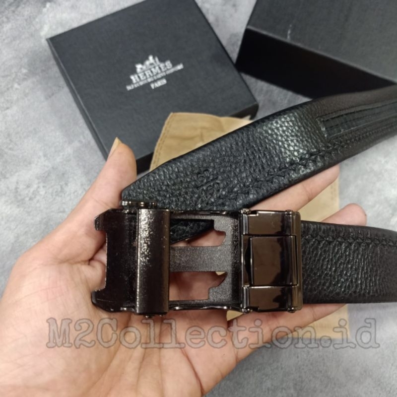 Ikat Pinggang HMS Rel Leather Belt Gesper Kulit Asli Premium Qiality