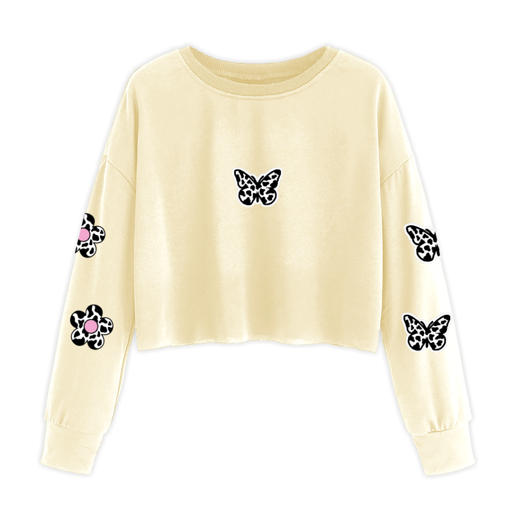 SWEATER CROP BUTTERFLY AND FLOWER ANAIRA