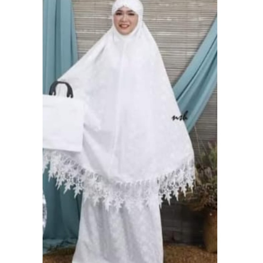 Mukena Dewasa / Mewah Katun Paris Warna Putih