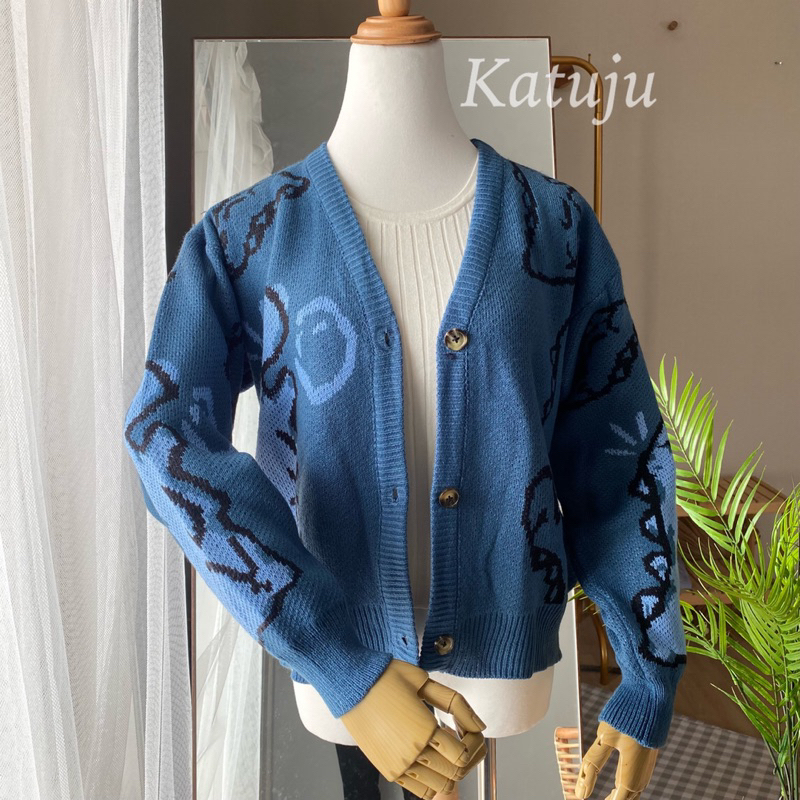 CARDIGAN RAJUT MOTIF DINO BAHAN TEBAL