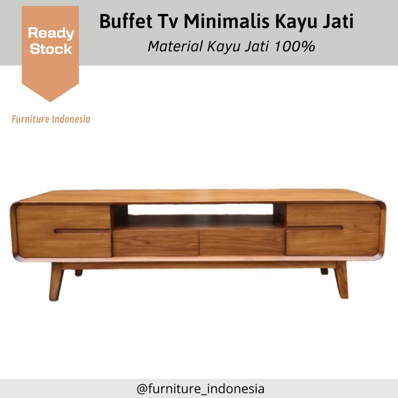 konsol tv minimalis kayu jati / buffet tv minimalis / kabinet tv kayu jati